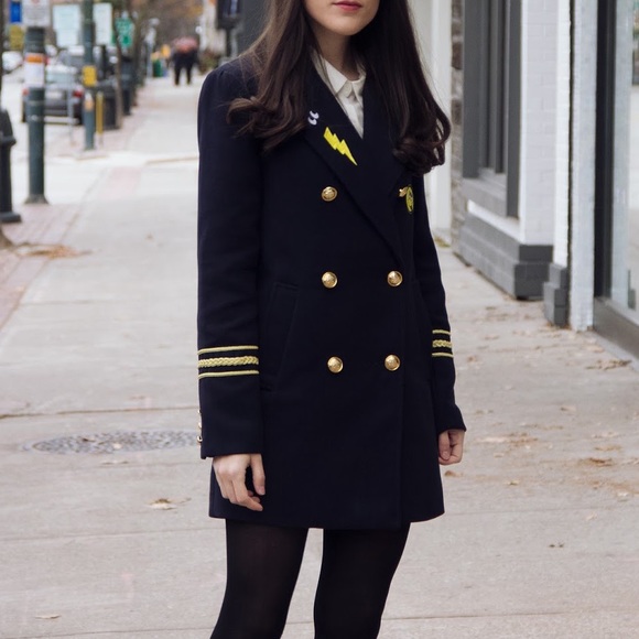 Military style coat with patches, Size S - Picture 3 of 11